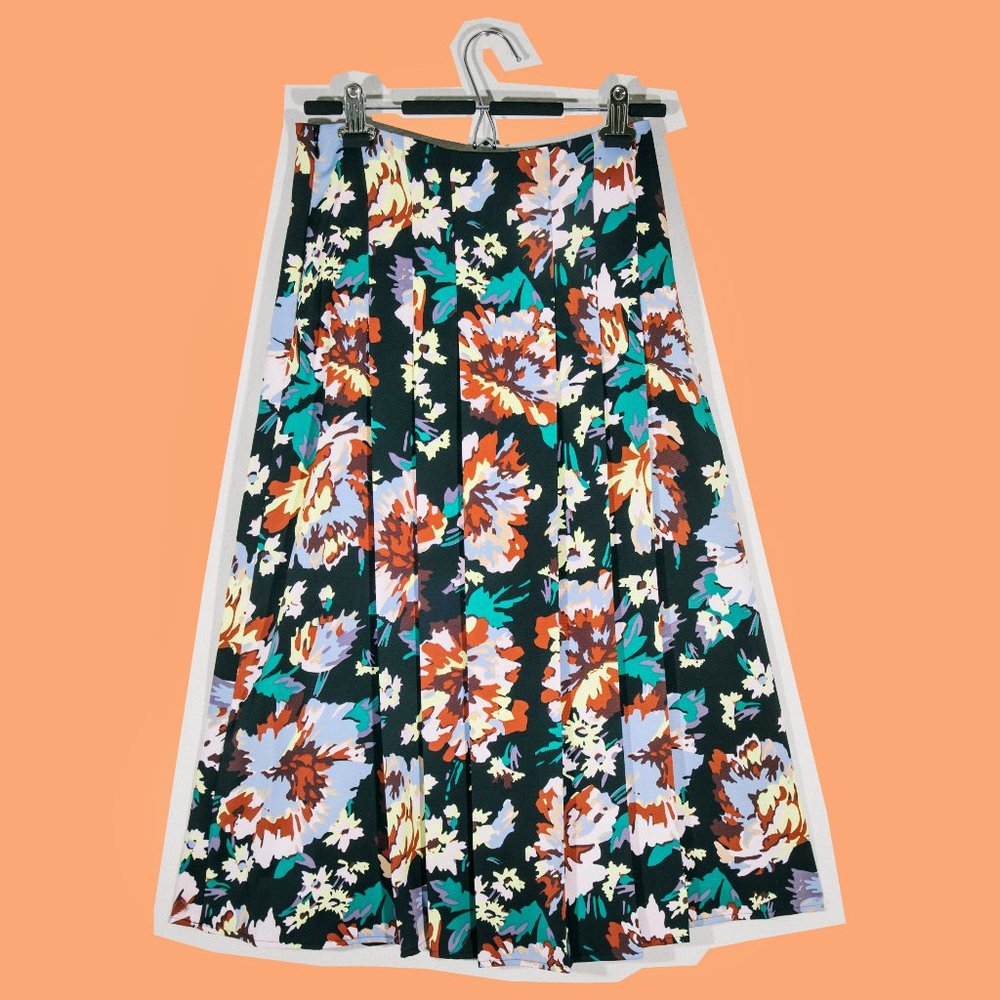 & Other Stories Pleated Floral Midi Skirt